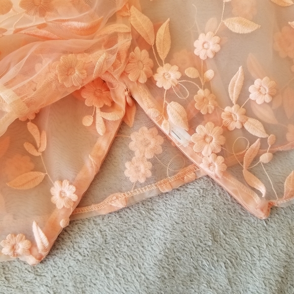 ⭐HOST PICK⭐ZARA Peach Organza Puff Sleeve Crop Top - Picture 8 of 11